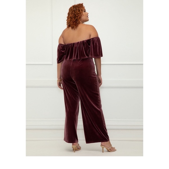 NWT eloquii elements off shoulder velvet jumpsuit size 20 - Picture 2 of 5